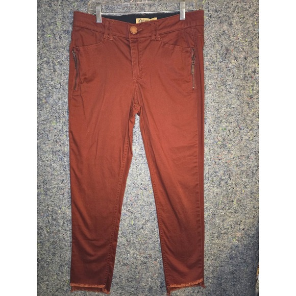 Democracy Pants - 926 Democracy Ab Technology Rust Brn Fringe Hem Ankle Pants BN210E8X2 Womens 10